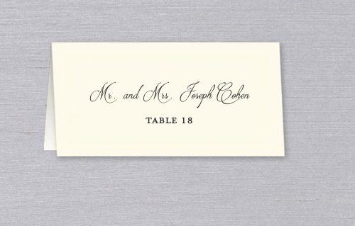 Custom Printed Wedding Place Card with Guest Name and Table Number