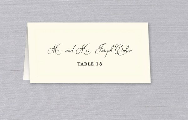 Custom Printed Wedding Place Card with Guest Name and Table Number