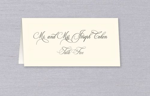 Custom Printed Wedding Place Card with Guest Name and Table Number