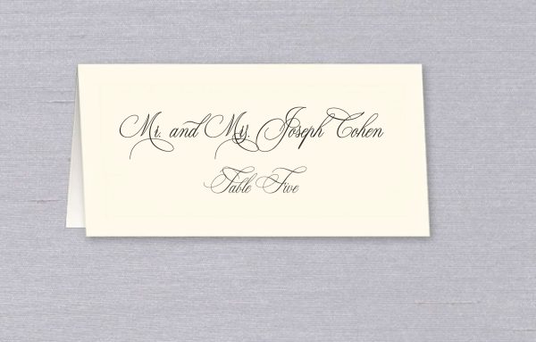 Custom Printed Wedding Place Card with Guest Name and Table Number