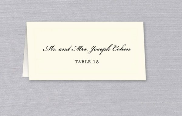 Custom Printed Wedding Place Card with Guest Name and Table Number