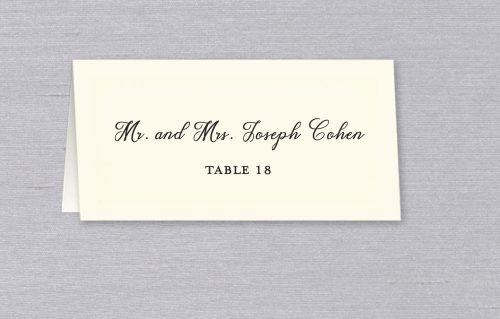 Custom Printed Wedding Place Card with Guest Name and Table Number