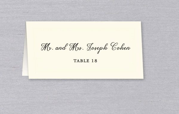 Custom Printed Wedding Place Card with Guest Name and Table Number