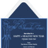 Curly Shofar - Jewish New Year Card in navy and lapis colors