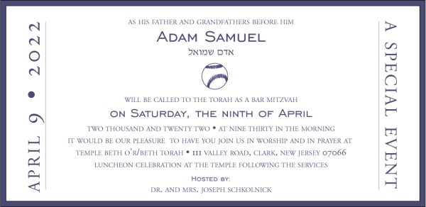 Adam Samuel Bar Mitzvah Invitations