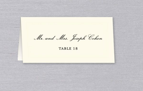 Custom Printed Wedding Place Card with Guest Name and Table Number