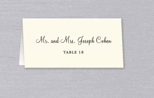 Custom Printed Wedding Place Card with Guest Name and Table Number