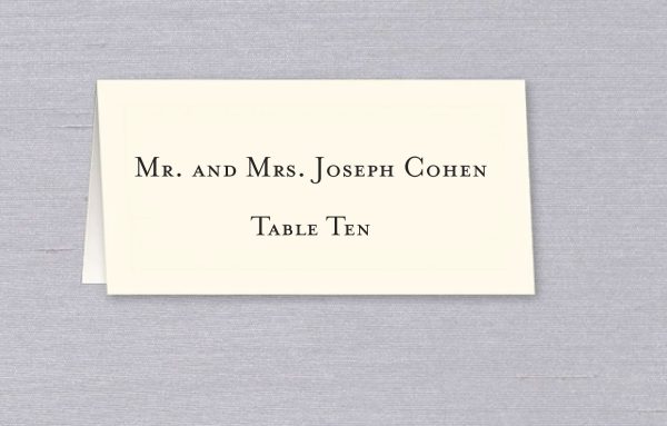 Custom Printed Wedding Place Card with Guest Name and Table Number