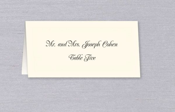 Custom Printed Wedding Place Card with Guest Name and Table Number