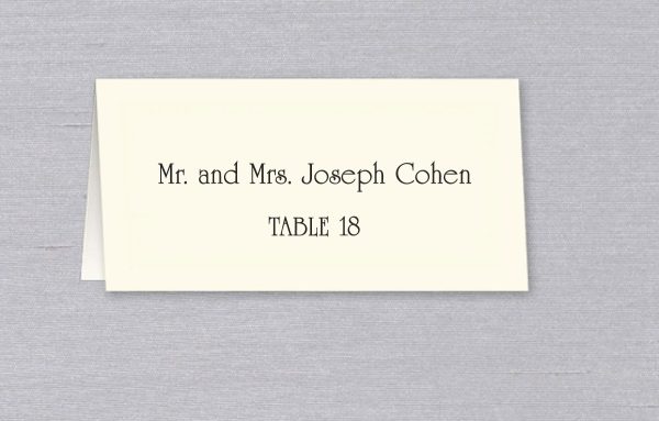Custom Printed Wedding Place Card with Guest Name and Table Number
