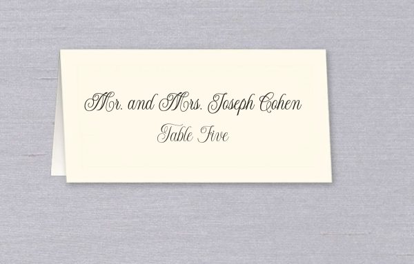 Custom Printed Wedding Place Card with Guest Name and Table Number