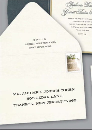 Save time by opting for calligraphy envelope guest addressing with your order, featuring guest addressing tailored to match your unique style. This ensures that upon receiving your invitations, they will be ready for mailing, complete with addresses professionally printed directly onto your envelopes. The font and color will seamlessly match your invitations, creating a cohesive theme, unless you specify changes to the color or fonts. Select your desired quantity, customize your envelope online, and complete your order. Email us your guest addressing list file, and we'll create a layout for your approval. Upon receiving the layout, carefully review it and make any necessary changes or corrections.