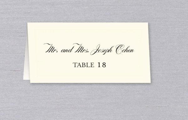 Custom Printed Wedding Place Card with Guest Name and Table Number