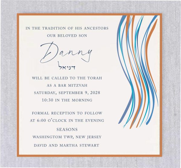 Modern Tzitzit Bar Mitzvah Invitations