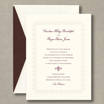 Pearl Lace Framed Warm White Wedding Invitations | Cohen Printing And ...