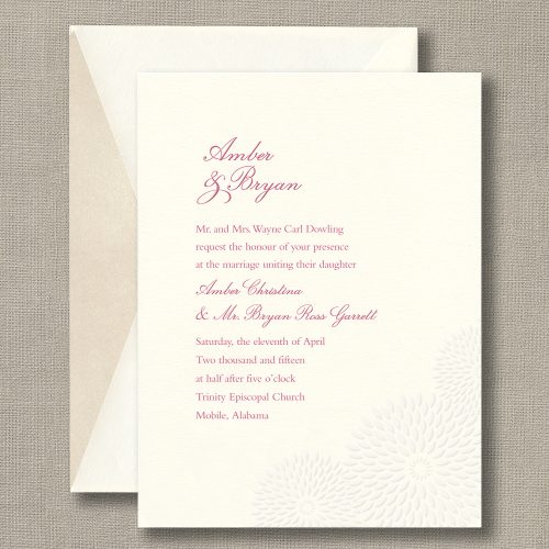 Embossed Dahlia Wedding Invitation