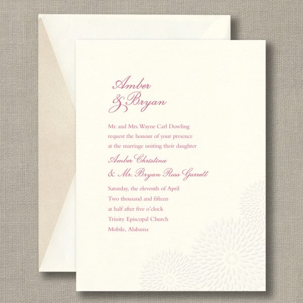 Embossed Dahlia Wedding Invitation