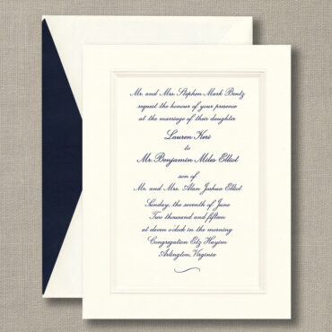 Embossed Double Bordered Warm White Wedding Invitations