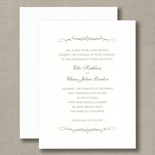Scroll Bracket Bright White Wedding Invitations