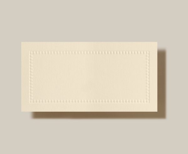 Blind Embossed Beaded Bordered White Place Cards