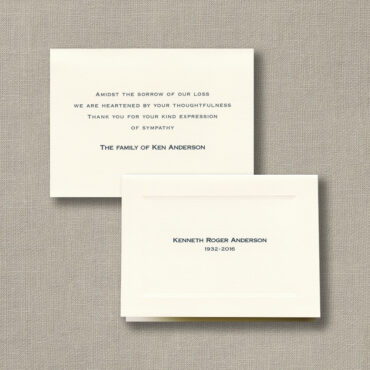 Ecru Sympathy Acknowledgement Notes with Debossed Bevel