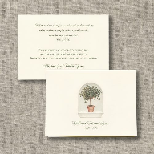 Ecru Topiary Sympathy Acknowledgement Notes