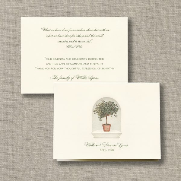 Ecru Topiary Sympathy Acknowledgement Notes
