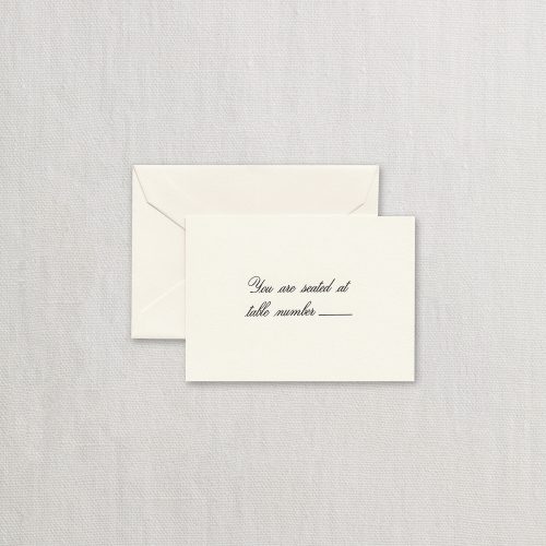 Hand Engraved Script Text Ecruwhite Table Card