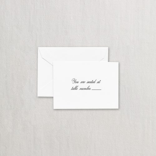 Hand Engraved Script Text Pearl White Table Card