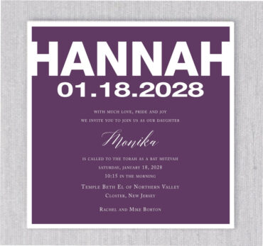 Mitzvah in Purple Bat Mitzvah Invitation