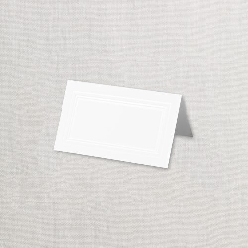 Pearl White Triple Debossed Cotton Place Cards Elevate your table setting with the understated luxury of our triple debossed place cards. Crafted from world-class 100% cotton paper with a refined Pearl White Kid Finish, these cards make a simple yet sophisticated statement at any social event, wedding, or formal party. Exquisite Craftsmanship Each card features a distinctive triple debossed border that creates a beautiful, recessed frame around your guests' names. This "paralyzed" border adds a tactile depth and architectural feel that only premium debossing can achieve. Professional Quality 100% Cotton Fiber: Provides a soft, fabric-like feel and superior durability compared to standard paper. Pearl White Kid Finish: A smooth, matte surface that is perfect for professional calligraphy or DIY printing. 64 lb. Weight: Specifically chosen for its elegance and ability to hold a crisp, clean fold. The perfect finishing touch for the host who values tradition and quality. These cards ensure your event organization is as beautiful as it is functional.