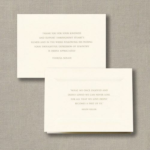 Personalized Triple Debossed Panel Large Ecru Sympathy Notes