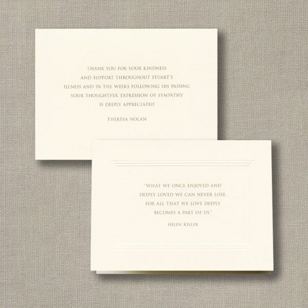 Personalized Triple Debossed Panel Large Ecru Sympathy Notes