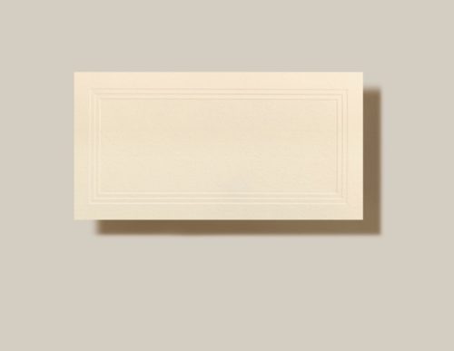 The perfect table requires the perfect seating arrangement. For décor that matches such a celebration, our simple yet elegant debossed place cards in ecru with debossed frame. Perfect for the executive brunch and garden wedding alike.