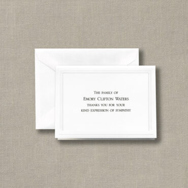 White Sympathy Acknowledgement Notes with Embossed Bar Border