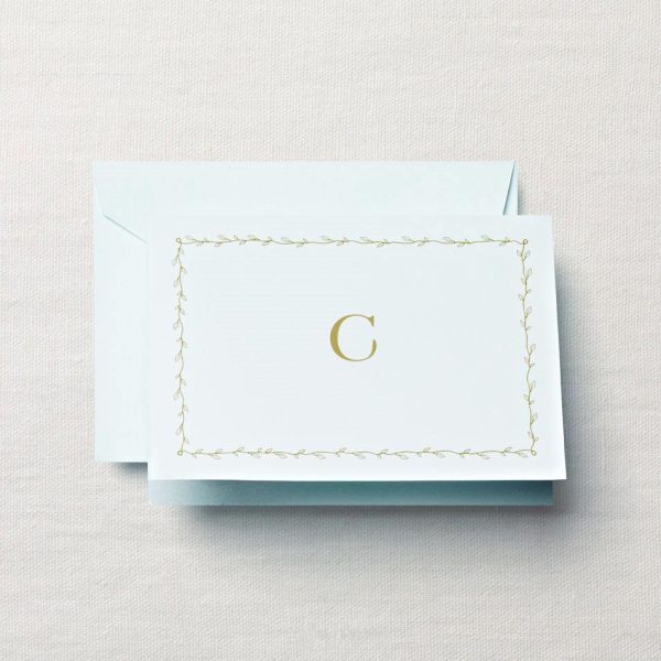 Beach Glass Lightweight Note with Framed Monogram