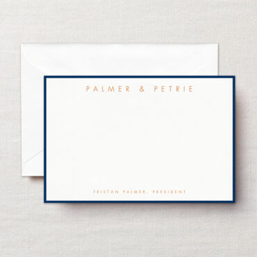 Pearl White Correspondence Card with Navy Border