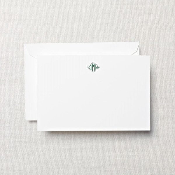 Personalized Monogram on Pearl White Correspondence Card