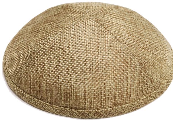 Custom personalized white burlap kippah for Jewish weddings, Bar Mitzvah and special occasions - Cohen Printing