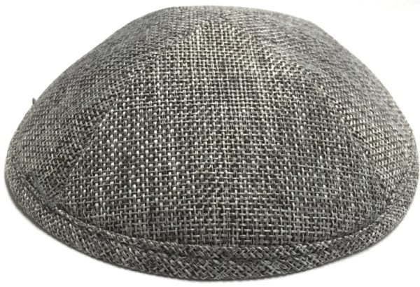 Custom personalized white burlap kippah for Jewish weddings, Bar Mitzvah and special occasions - Cohen Printing
