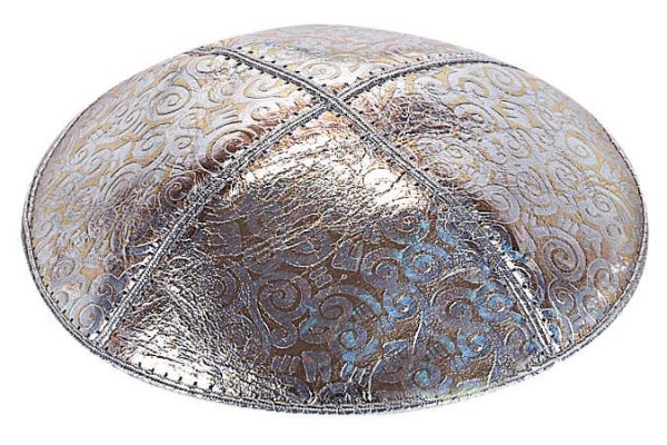 Grey Spiral Leather Kippah