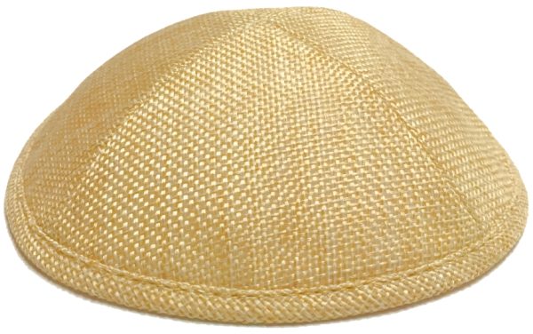 Custom personalized white burlap kippah for Jewish weddings, Bar Mitzvah and special occasions - Cohen Printing