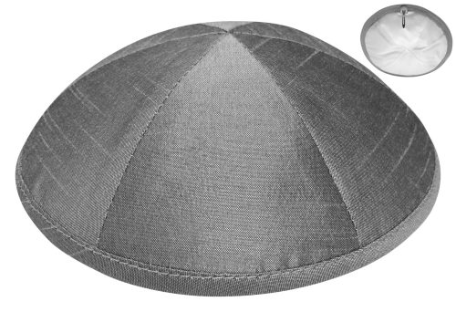 Grey Pure Silk - Kippah