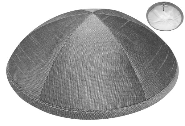 Grey Pure Silk - Kippah