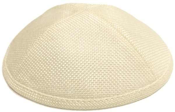 Custom personalized white burlap kippah for Jewish weddings, Bar Mitzvah and special occasions - Cohen Printing