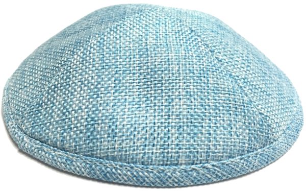 Custom personalized white burlap kippah for Jewish weddings, Bar Mitzvah and special occasions - Cohen Printing