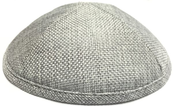 Custom personalized white burlap kippah for Jewish weddings, Bar Mitzvah and special occasions - Cohen Printing