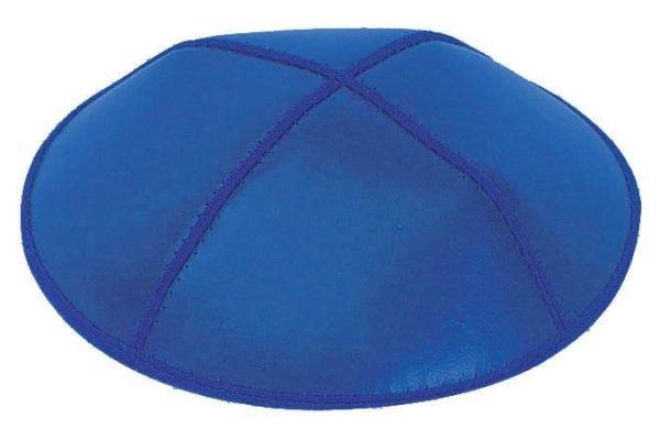 Royal Blue Leather Kippah