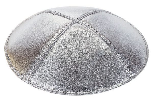 Silver Lame Leather Kippah