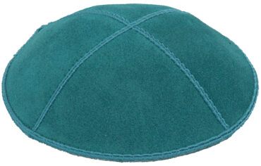 Teal Blue Suede with Trim Kippah